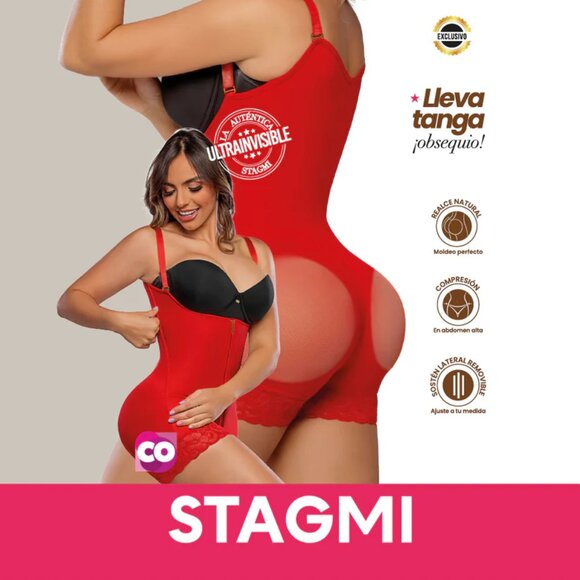 Limited Edition Stagmi Sexy Red Faja Girdle Womens Best Shaper Shapewear + Thong - Picture 8 of 17
